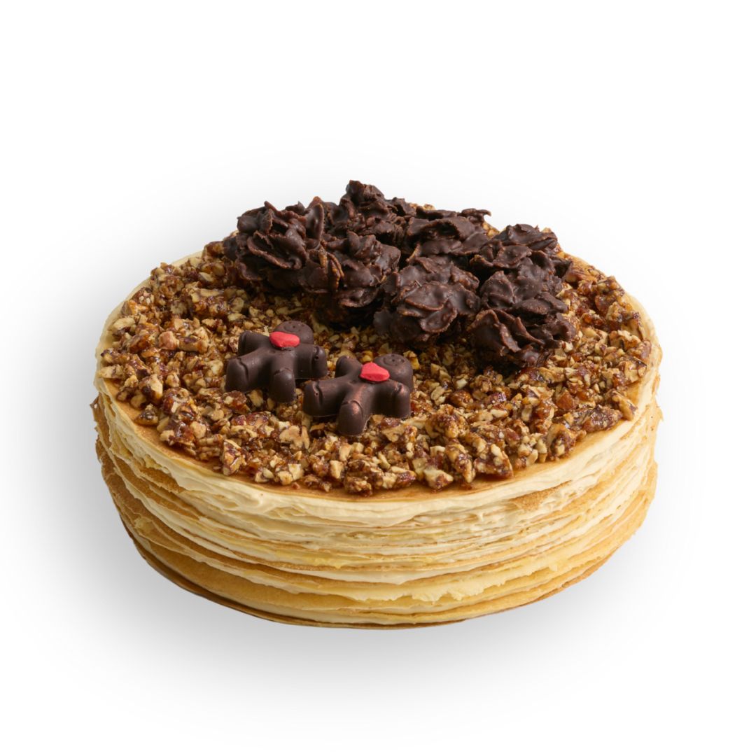 Salted Caramel Pecan Nut Crepe Cake