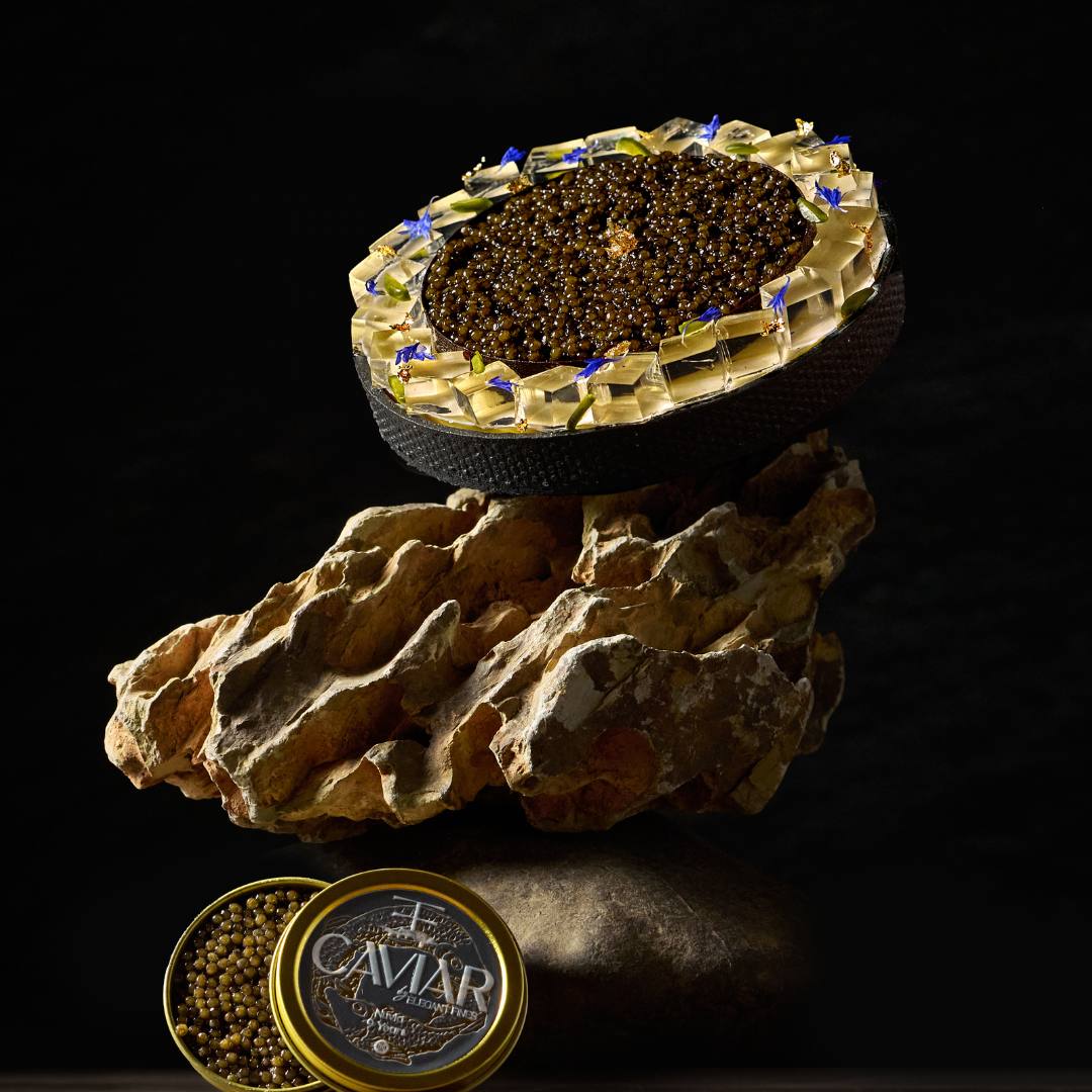 Caviar White Wine Jelly Tart