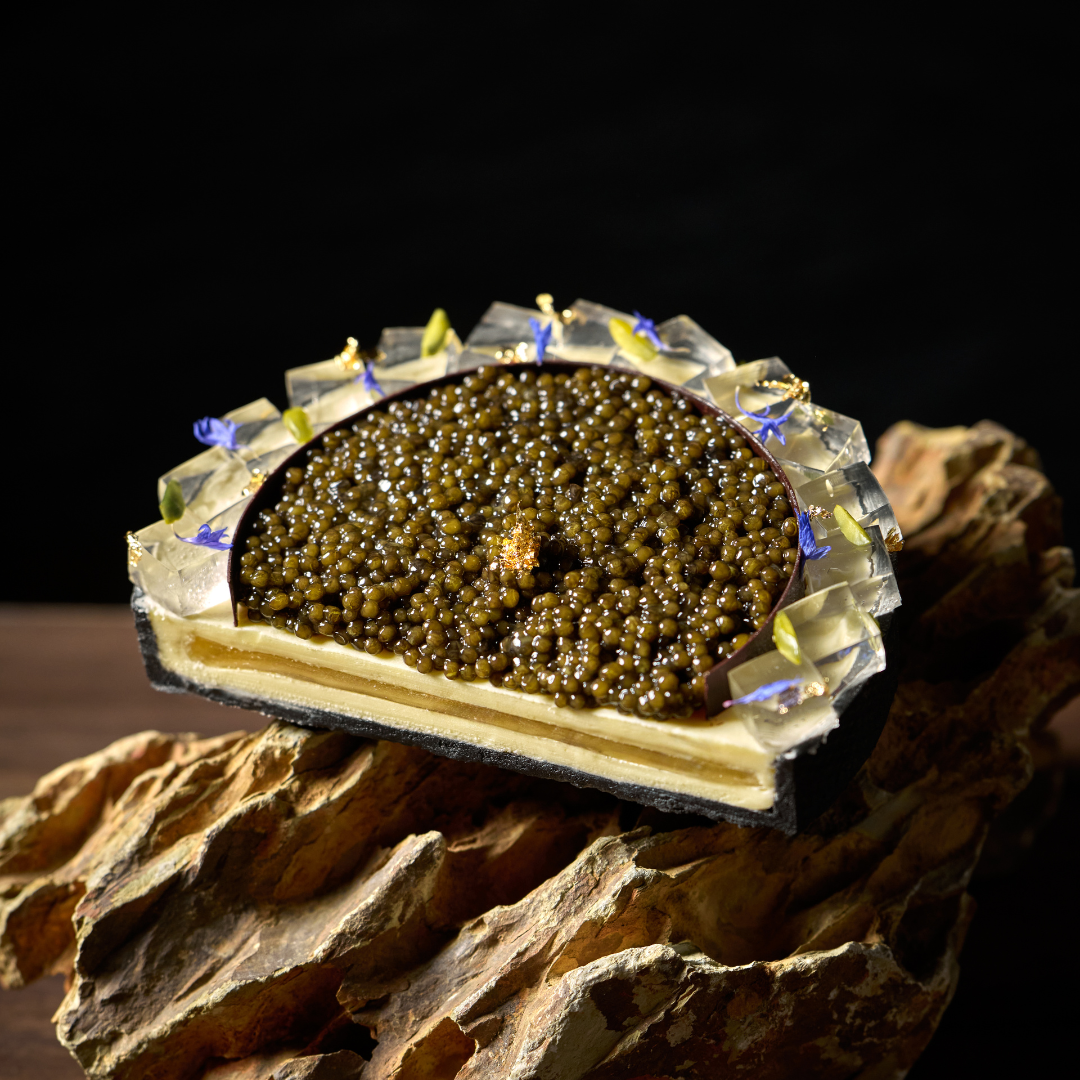Caviar White Wine Jelly Tart