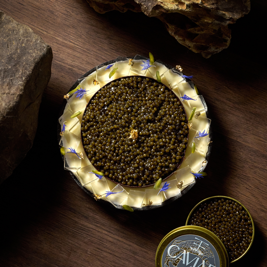 Caviar White Wine Jelly Tart